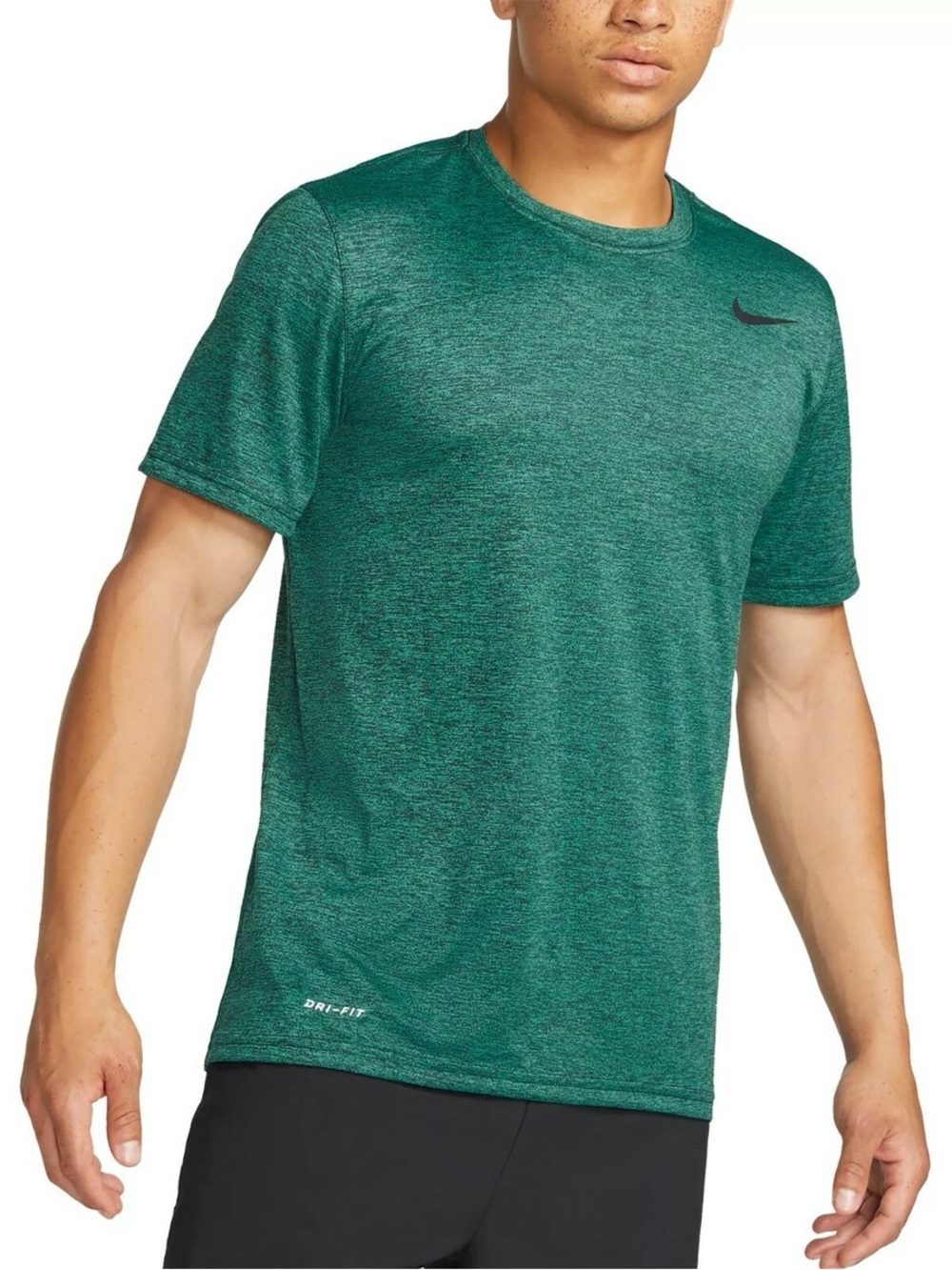 Nike Men's Dri-FIT Heathered Dark Green Short-Sleeve Tee